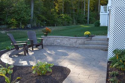 Stamped Patio with Seat Wall
