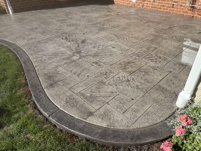 Stamped Patio with Charcoal Border