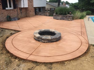 Stamped Circular Fire Pit Patio