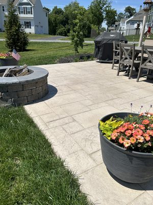 Stamped Patio with Fire Pit