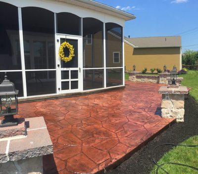 Stamped Brick-Pattern Patio