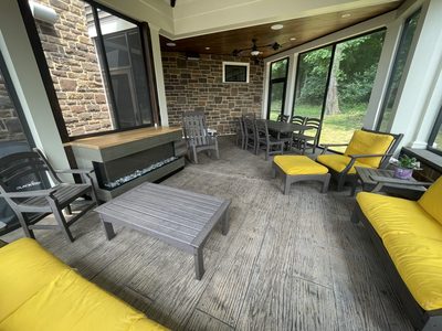 Stamped Wood-Plank Screened Porch Floor